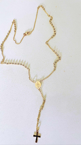 Rosario Acero Dorado Cuentas 2mm En 52cm Largo C Mosqueton 0