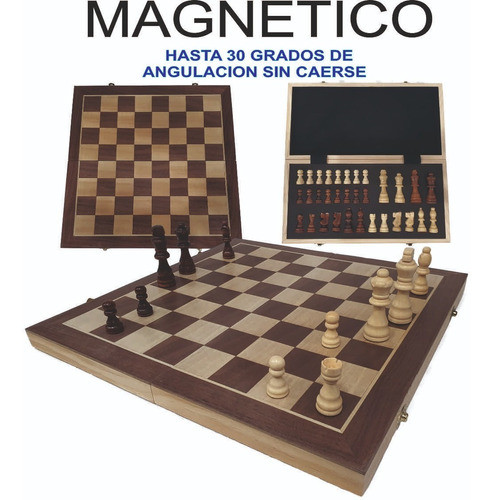 Juego Ajedrez Caja Madera -fichas Madera 39x39cm Profesional 0