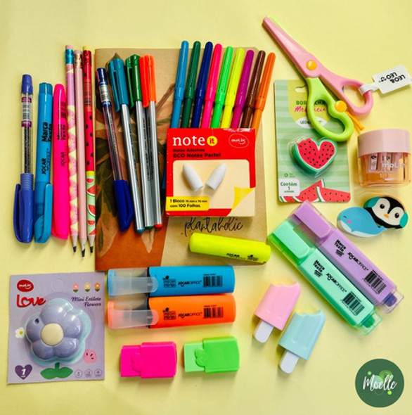 Kit Papelaria Fofa Tamanho P 25 Itens Diversos 1 Kit Papelaria Fofa Tamanho P 25 Itens Diversos 1