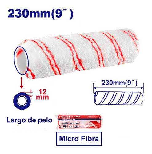 Repuesto Rodillo Para Pintar 230mm Intercambiable Emtop 1