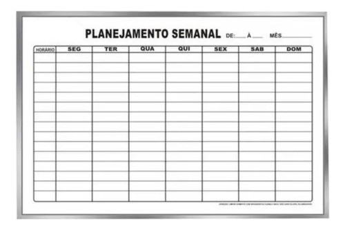 Lousa Organizadora De Rotina Planejamento 90x60 Cm Anotações 0