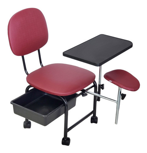 Kit Cirandinha Manicure E Cadeira Para Cliente Bordô Facto 1