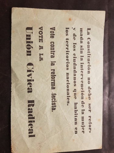 Antiguo Volante De La Unión Cívica Radical. 51412 0