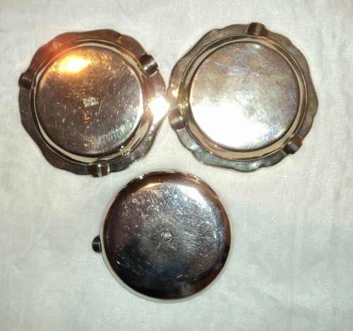 Antiguo Juego De Ceniceros Plata Lapas C 1