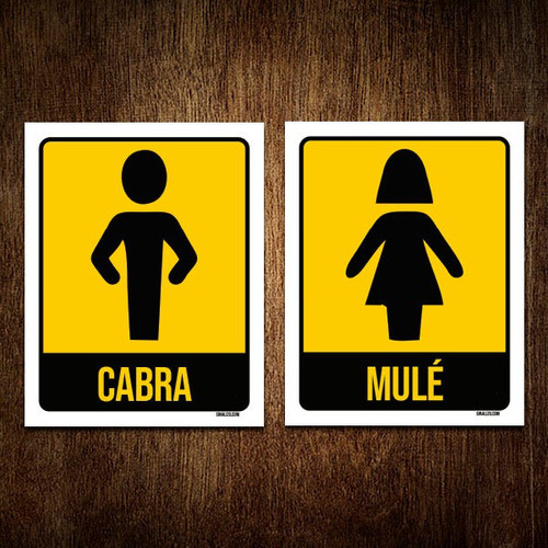 Kit De Placa Banheiro Masculino Feminino Cabra Mulé 18x23 0