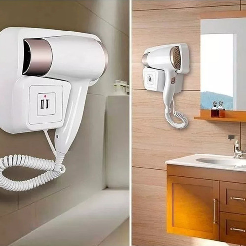 Secador Cabelo Suporte Parede Banheiro Hotel Doméstico 110v 1