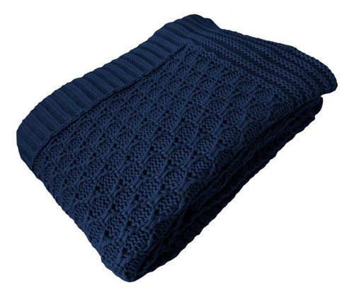 Manta Peseira De Tricot 90x180 Cm - Colméia Azul Hewt 0