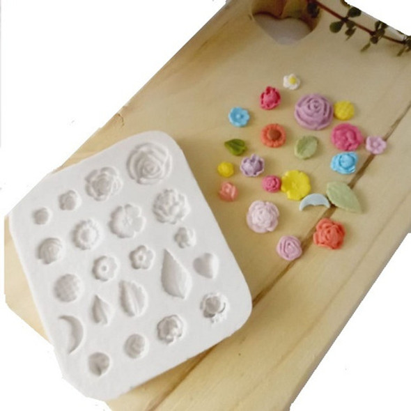 Molde De Silicone Mini Flores E Folha Para Decorar 0
