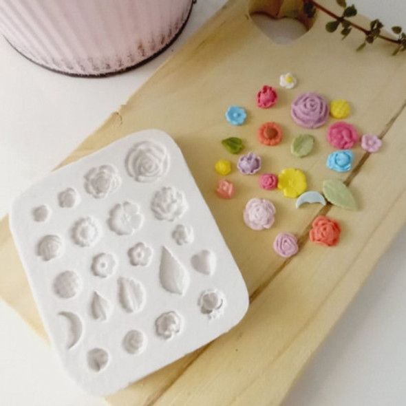 Molde De Silicone Mini Flores E Folha Para Decorar 1