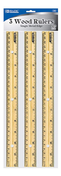 Regla De Madera Bazic, 12 Pulgadas, 3 Por Paquete 0 Regla De Madera Bazic, 12 Pulgadas, 3 Por Paquete 0