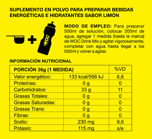 Drink Mix Woc Con Maltodextrina Sabor Limon 1kg 1