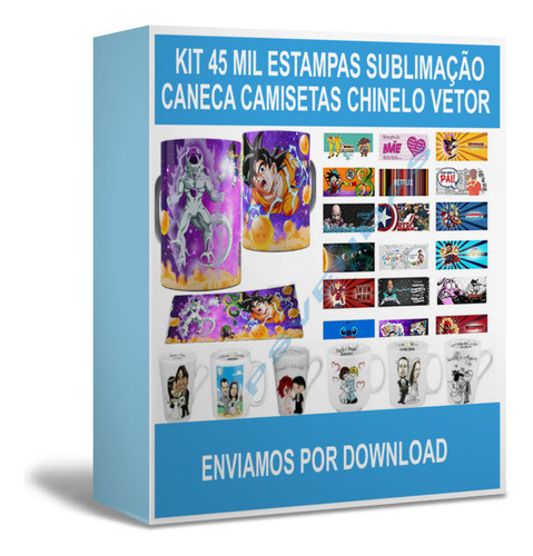 Kit 45 Mil Estampas Sublimação Camiseta Canecas E Vetores 0