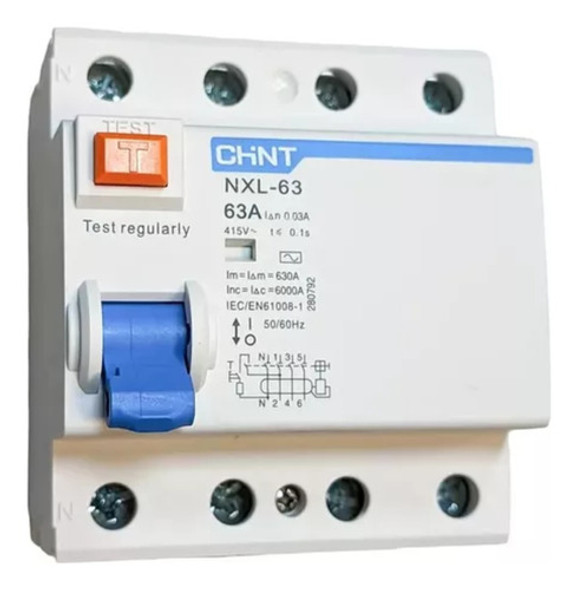 Disyuntor Diferencial Tetrapolar 6ka 4 X 63 Trifasico 63amp 0
