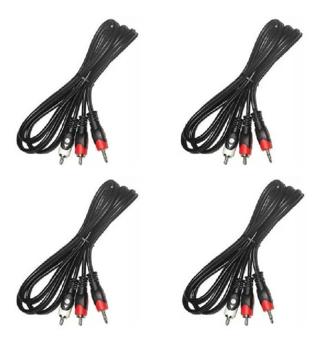 4 Cables Audio 3mts De 2 Rca Macho A 1 Miniplug  Fervanero 0