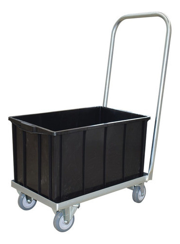 Carro Baixo Transporte Com Caixa Plástica Preta 61 Litros 1