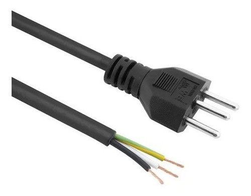 Cabo De Força Tripolar Ac 0,75mm Plugue 10 Amp 1 Metro 30pçs 0