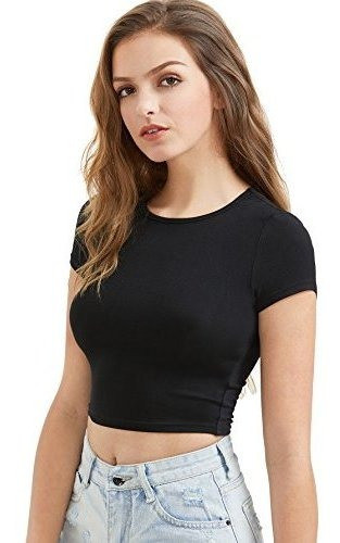 Sweatyrocks Top Basico De Manga Corta Con Cuello Redondo Pa 0