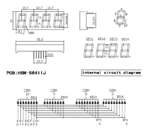 Display 7 Seg 4 Dígitos 0,56 Pol. Verm. Catodo Comum Relógio 1