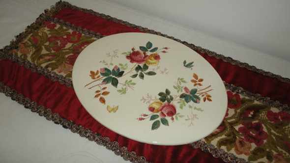 Fuente Mayolica Oval Muy Antigua Años 1910 Pintada Veala 1