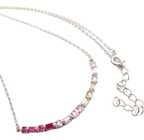 Collar Plata 925 Zircones Multicolor Coll62 Italy Lucio Di 0