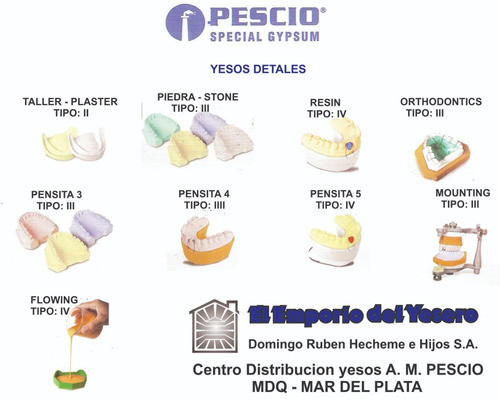 Mecanico Dental Yeso Pescio  Azul Piedra 3 Kg. Mdq 1