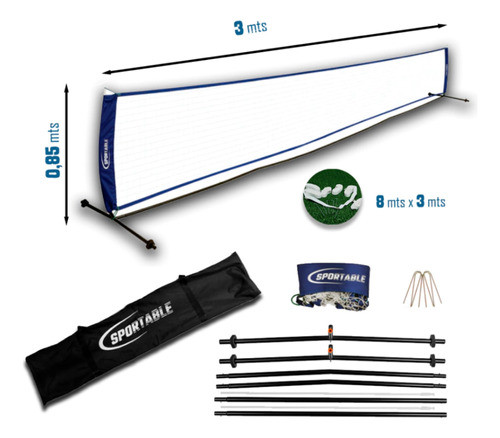 Red De Futboltenis De 3m Base Reforzada Y Estacas Sportable 1