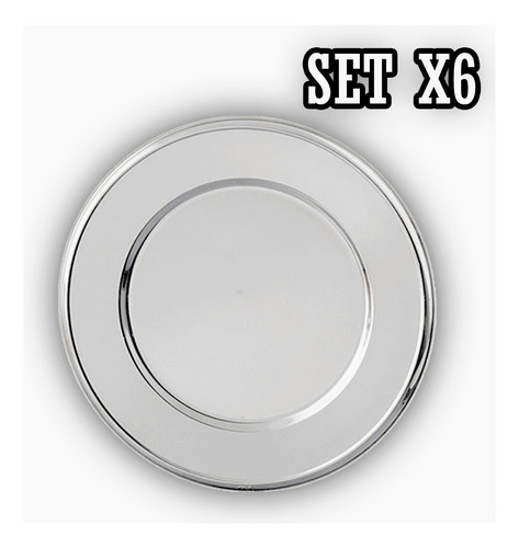 Set 6 Platos De Sitio 30cm Para Mesa Playo Acero Inoxidable 0