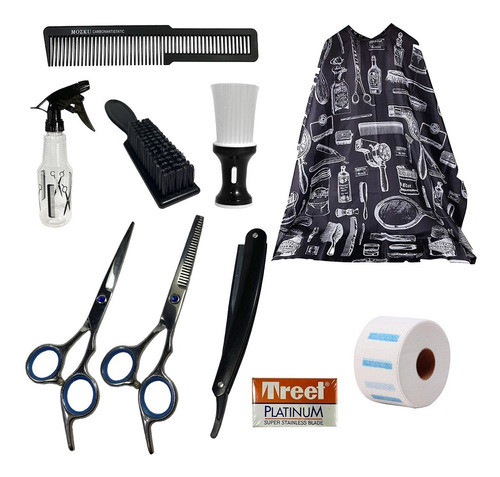Combo Peluqueria Barberia Tijeras + Navaja + Capa Corte, Etc 1