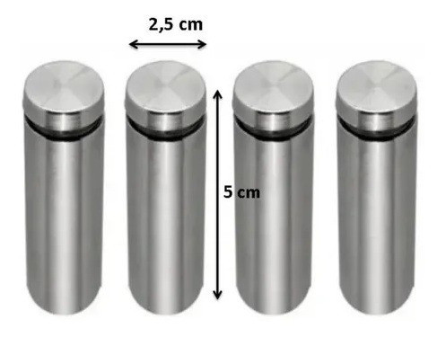 Prolongador Inox Escovado Suporte Vidros Madeira 25x50mm 4un 0