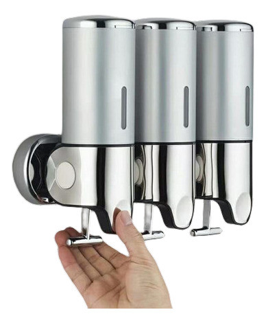 Dispensador Jabón Líquido 3x500ml Montado Pared Baño 0