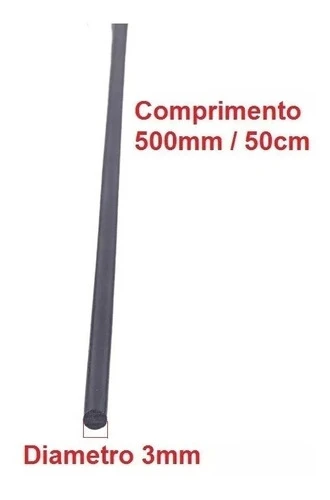 Vareta Fibra De Carbono C/3mm Diametro X 50cm Comprimento 1