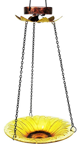 Grateful Gnome Hand-painted Glass Hanging Bird Bath W / Chai 0