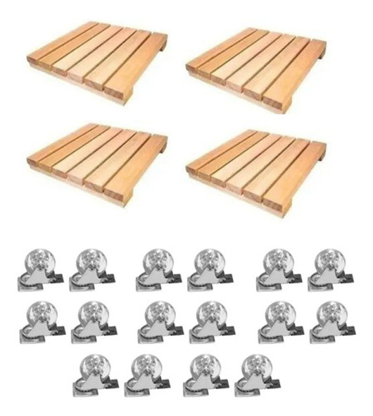 Combo Para Sua Lavanderia 4 Deck + 16 Rodinhas C/ Trava 0