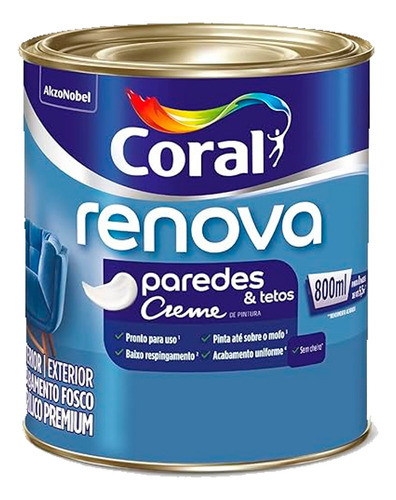 Tinta Coral Fosca Renova Parede E Teto- Folha Cinzenta 800ml 0