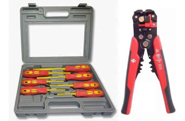 Set 7 Destornilladores Aislados 1000v Ja + Pelacable Bulit 0
