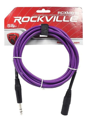 Rockville Rcxmb10p 10' Male Rean Xlr To 1/4'' Trs Cable Purp 1