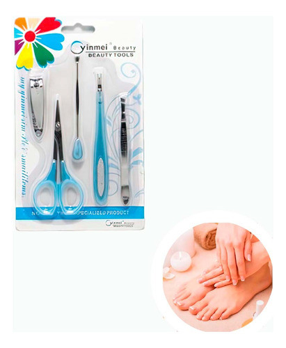 Kit X5 Unidades Manicura Celeste Para Uñas Spa En Casa 0