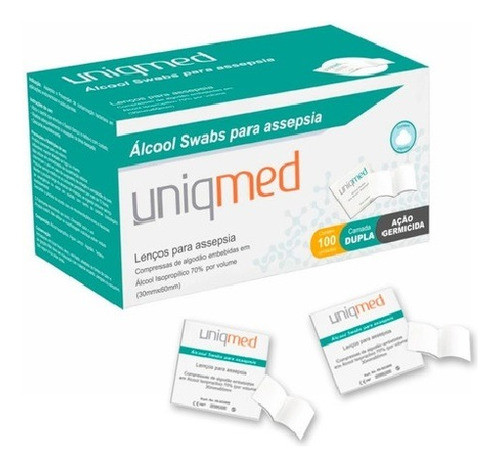 Álcool Swab 70% Sachês Lenço Umedecido 500 Unidades Uniqmed 0