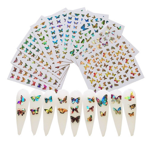 Stickers Para Uñas Mariposas Tattoo Plancha Decoración X3 0