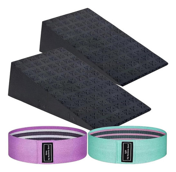 Bloque De Cuña De Sentadilla 2pcs Con 2 Bandas De Resistenci 0
