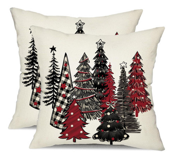 Fundas De Almohada Navideñas, Set De 2, 45x45 Cm, Árbol De N 0 Fundas De Almohada Navideñas, Set De 2, 45x45 Cm, Árbol De N 0