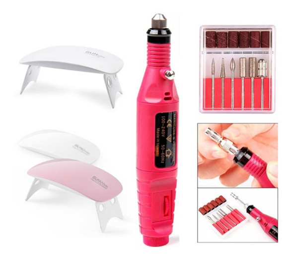 Kit De Manicuria Torno Electrico Mini Cabina Uv Led Para Sem 0
