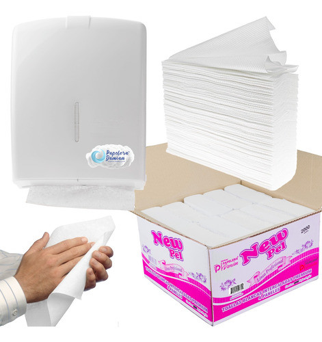 Toallas Papel Intercaladas New Pel Blanco Puro + Dispenser 0