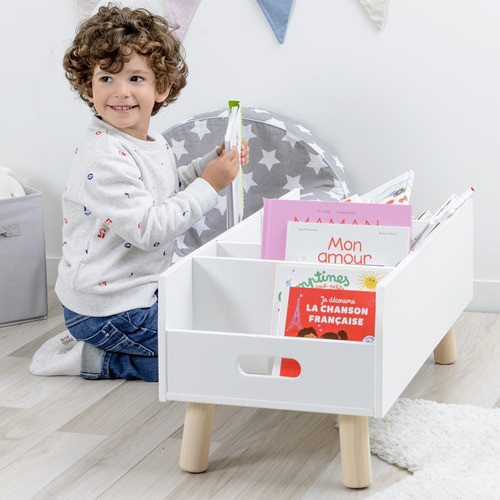 Porta Livros Revisteiro Infantil Chão-montessori-branco-80cm 1