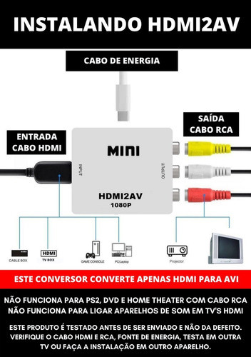 Kit Mini Adaptador Conversor D Hdmi P/ Video 3rca Av + Cabos 1