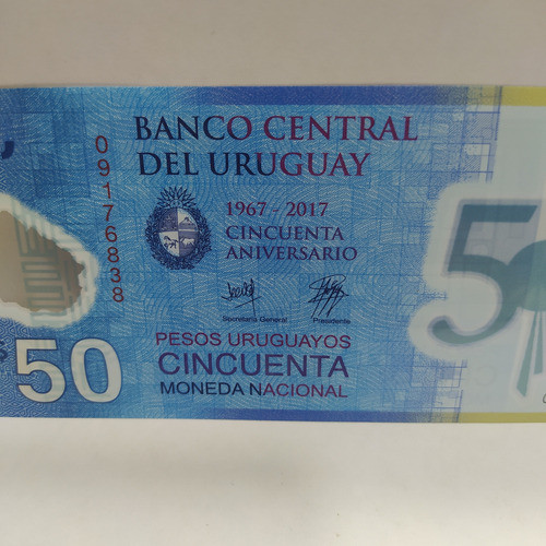 Antiguo Billete 50 Pesos Uruguay 2017 Conmemorativo Pick 100 1