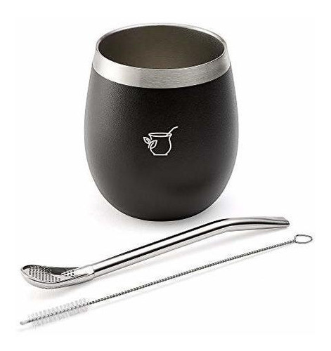 Mate De Acero Inoxidable 0.23 Litros Tapa Bombilla Limpiador 1