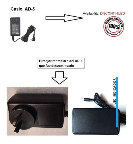 Fuente Transformador Adaptador Casio Ctk-491 Ad-5r Ctk-230 + 0