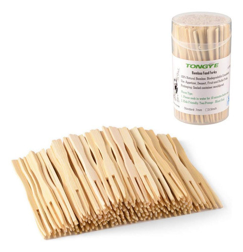 Tenedores De Bambú De 3,5 Pulgadas, Mini Púas De Comi... 0