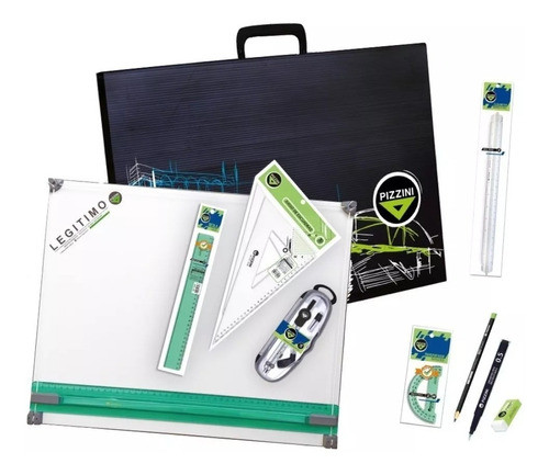 Kit Pizzini Tablero Dibujo 50x60 Cm Sin Atril Con Utiles !!! 0
